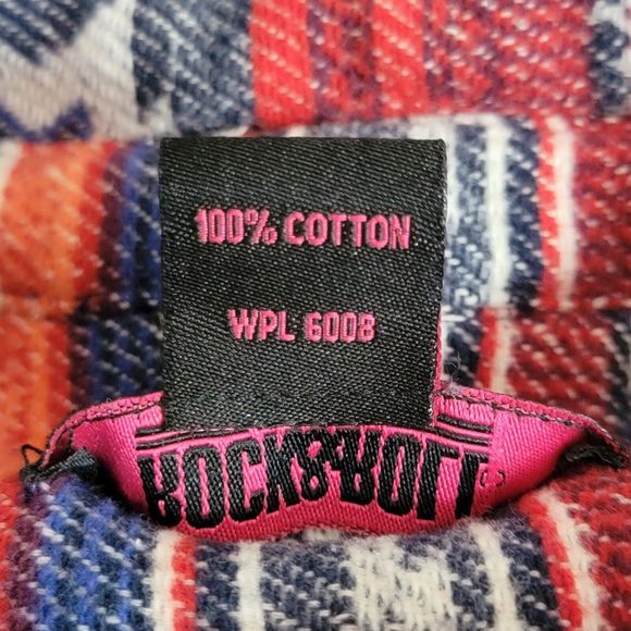 Rock & Roll Denim Shirt Womens XL Red White Blue Aztec Button Up Jacket Shacket - Picture 12 of 14